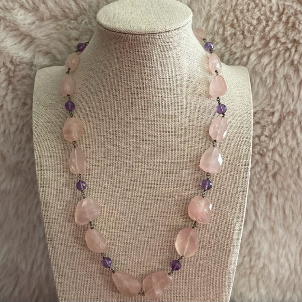 Elegant Pink and Purple Gemstone Necklace
